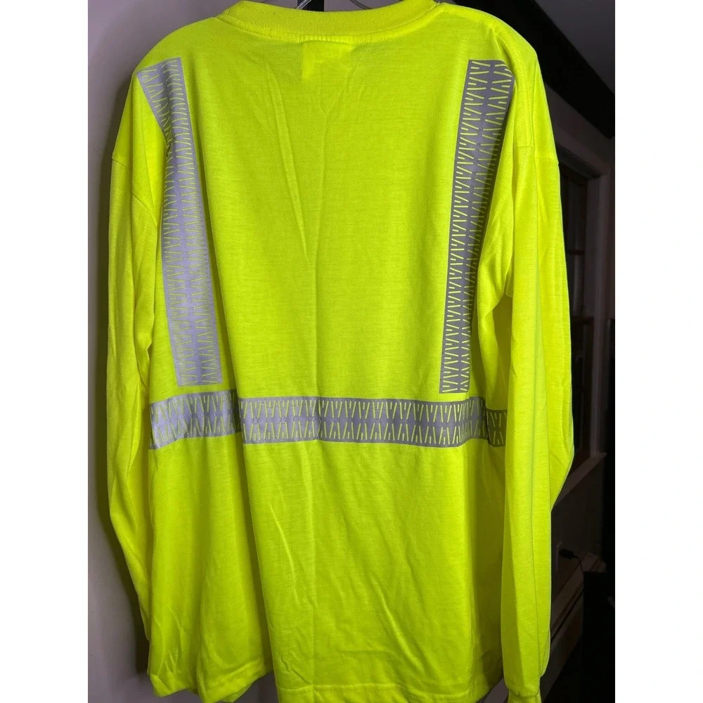Mens TSA Safety Apparel‎ High Visibility Yellow Long Sleeve T Shirt XL ANSI Cert